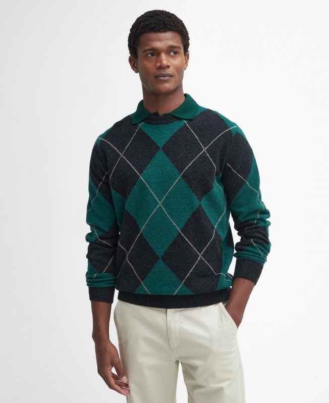 sweter sutherwell argyle z formowanym kołnierzem