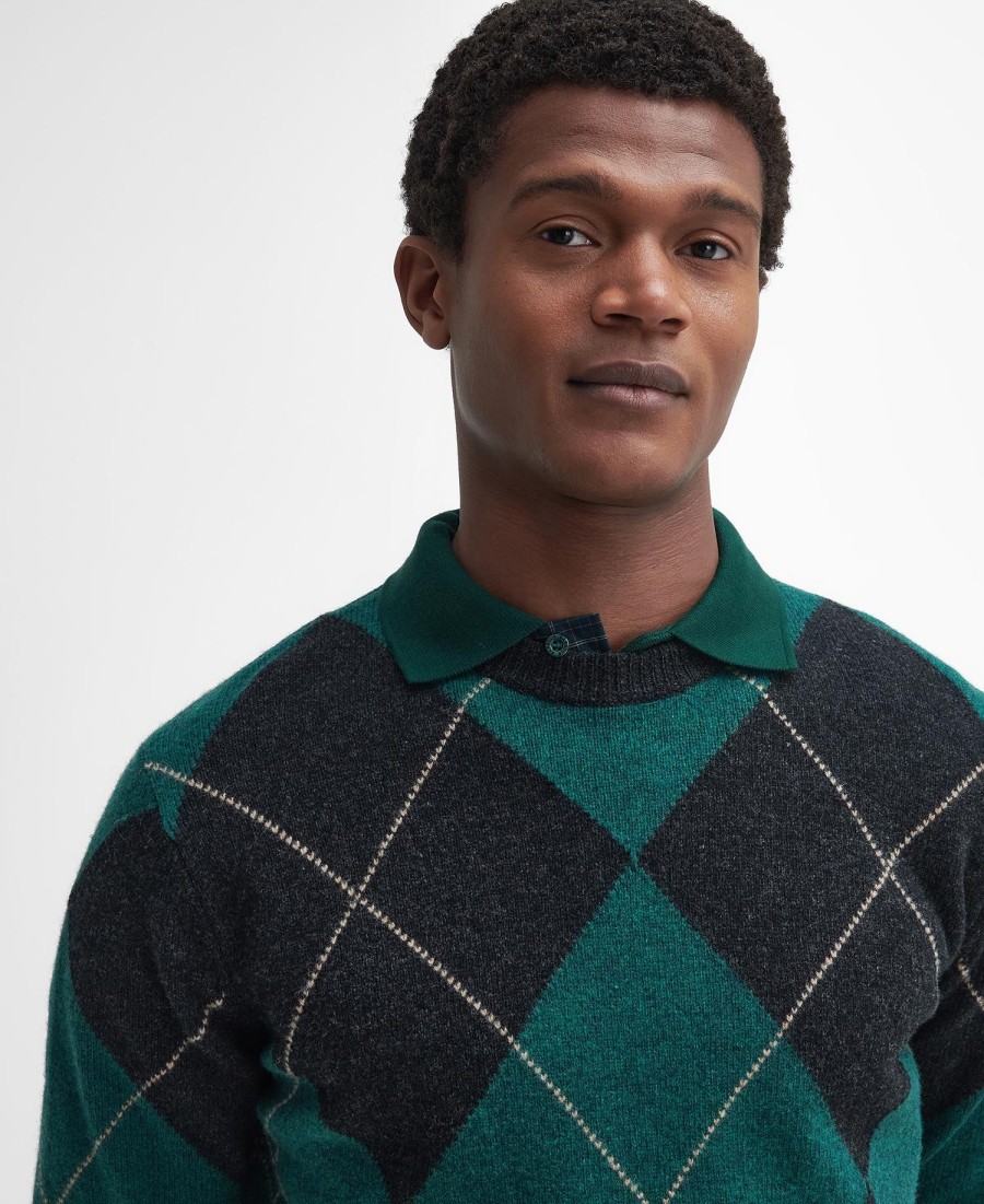 sweter sutherwell argyle z formowanym kołnierzem