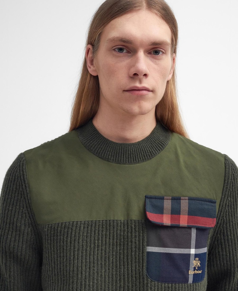 sweter barbour x baracuta miller z okrągłym dekoltem