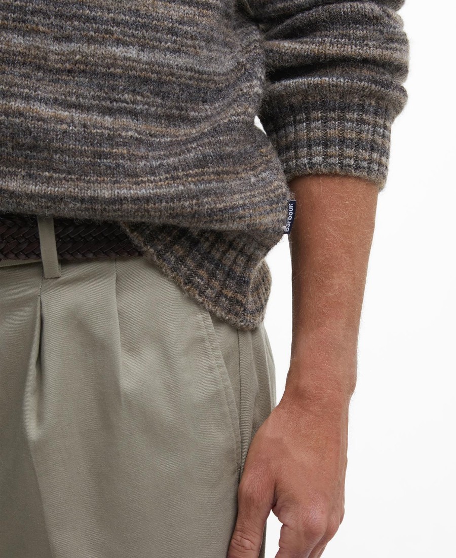sweter w paski pateley z okrągłym dekoltem