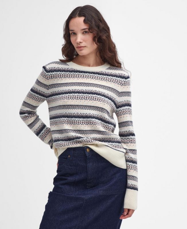 sweter w paski z dekoltem