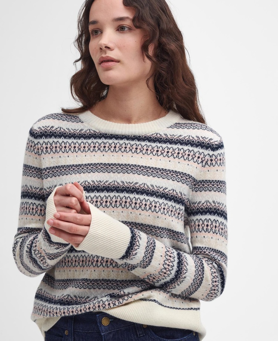 sweter w paski z dekoltem