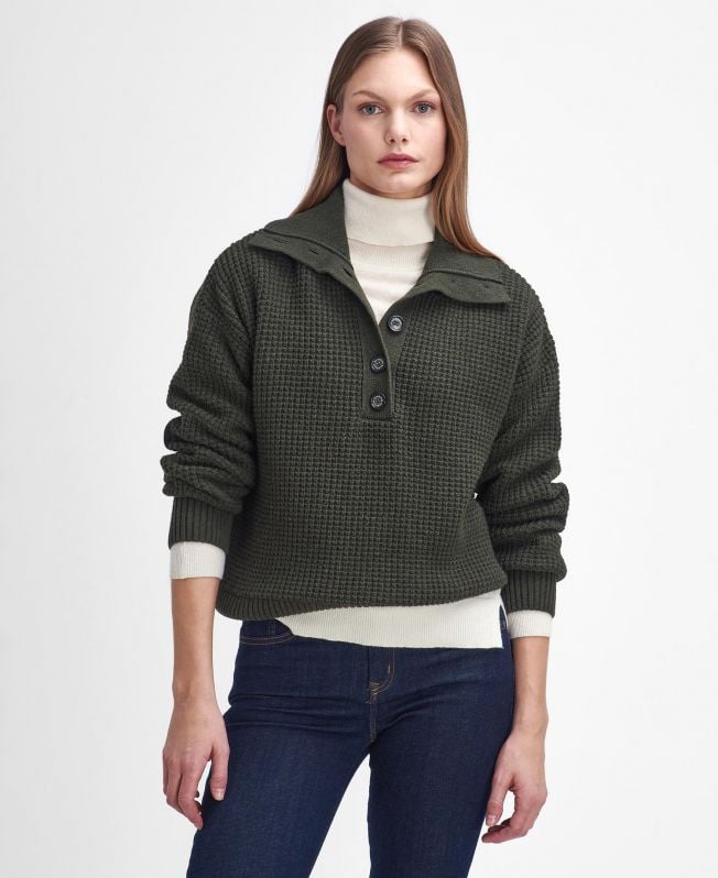 sweter woodside zapinany na pół guzika