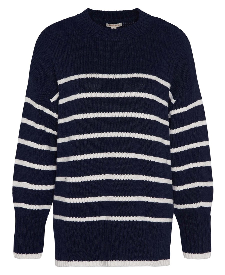 sweter w paski belmore z okrągłym dekoltem