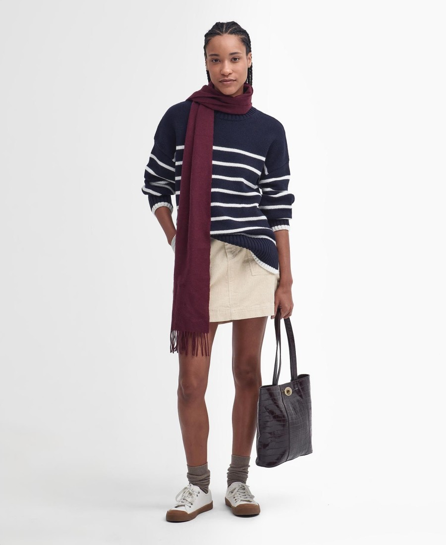 sweter w paski belmore z okrągłym dekoltem