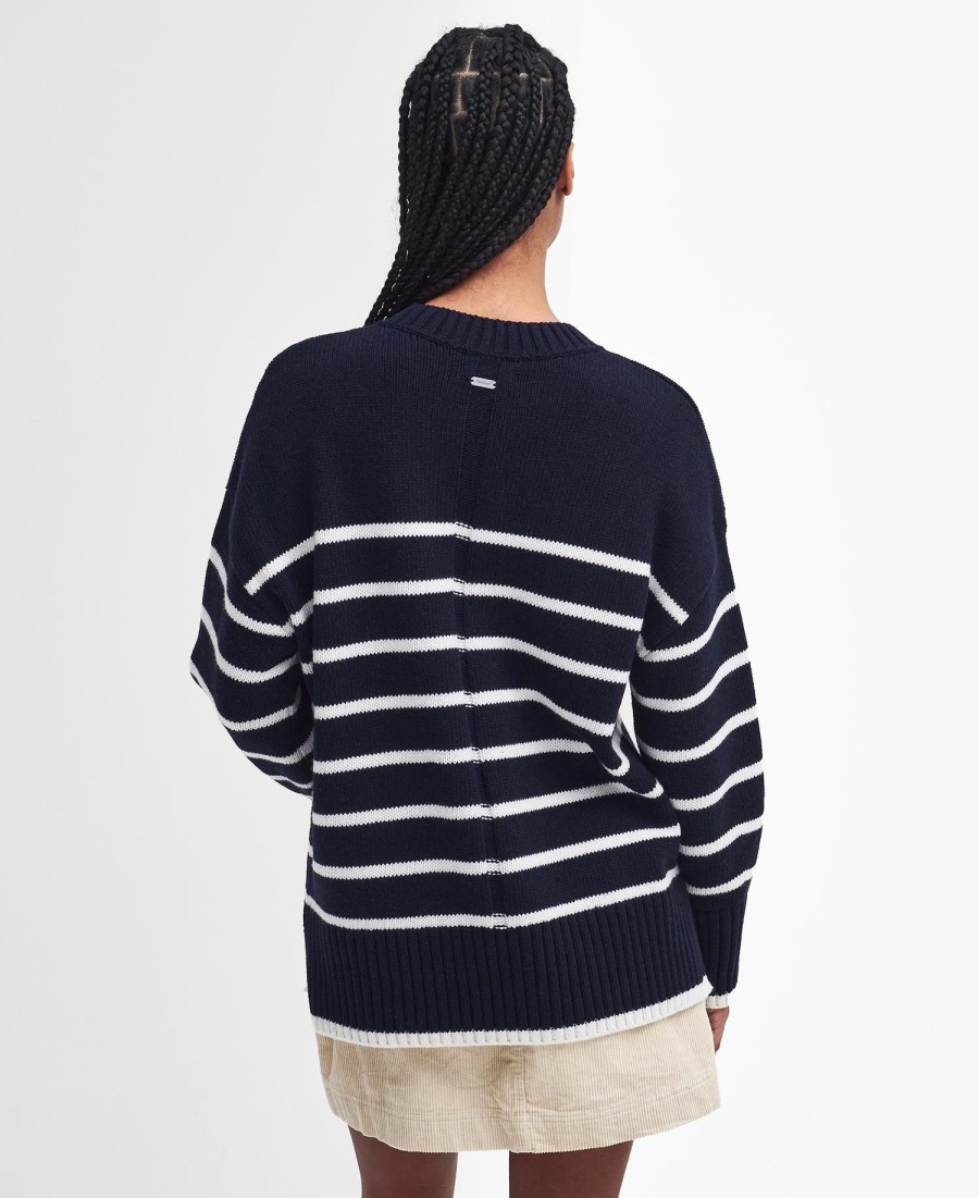 sweter w paski belmore z okrągłym dekoltem
