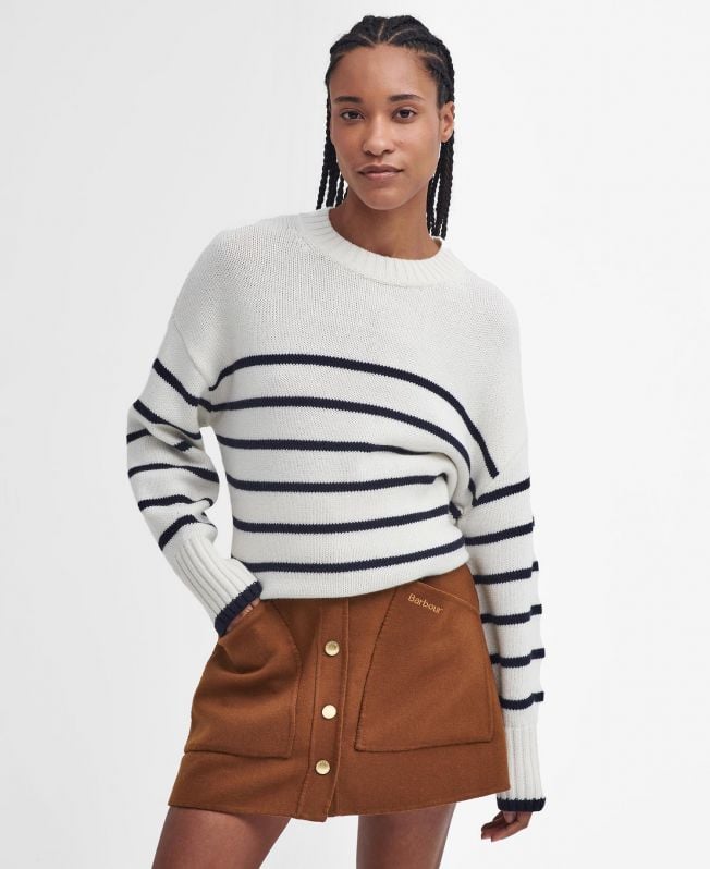 sweter w paski belmore z okrągłym dekoltem