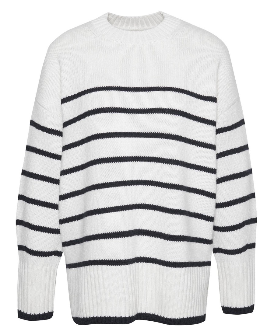 sweter w paski belmore z okrągłym dekoltem