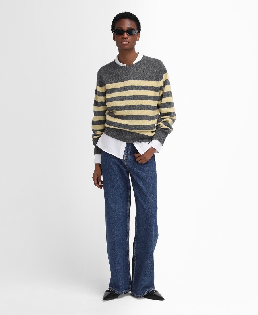 barbour the edit by alexa dominic sweter w paski z dekoltem w serek