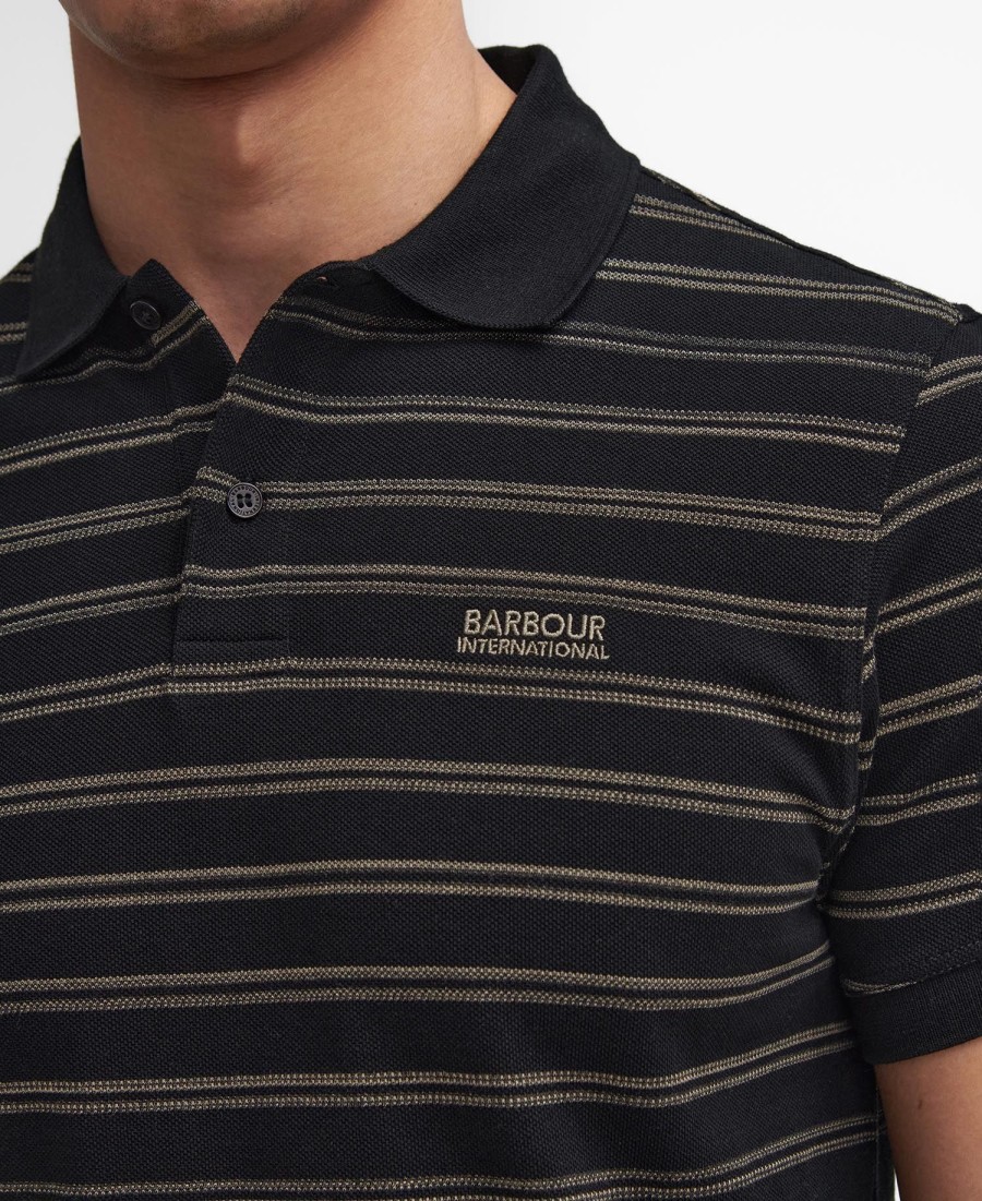 koszulka polo montague w paski z krótkim rękawem