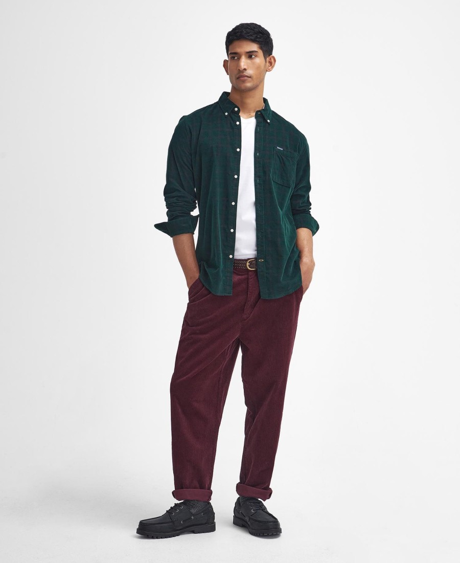 koszula sztruksowa z długim rękawem harthill tailored