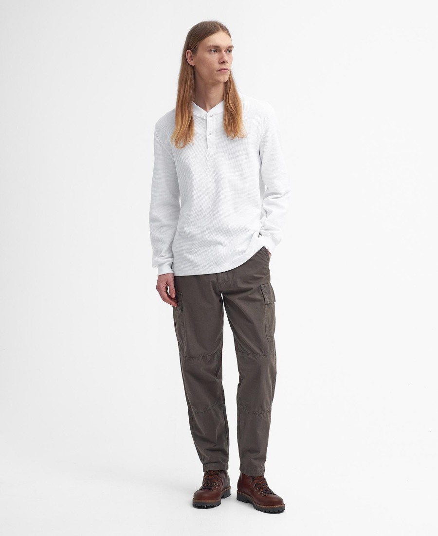 koszulka barbour x baracuta henley w luźnym stylu