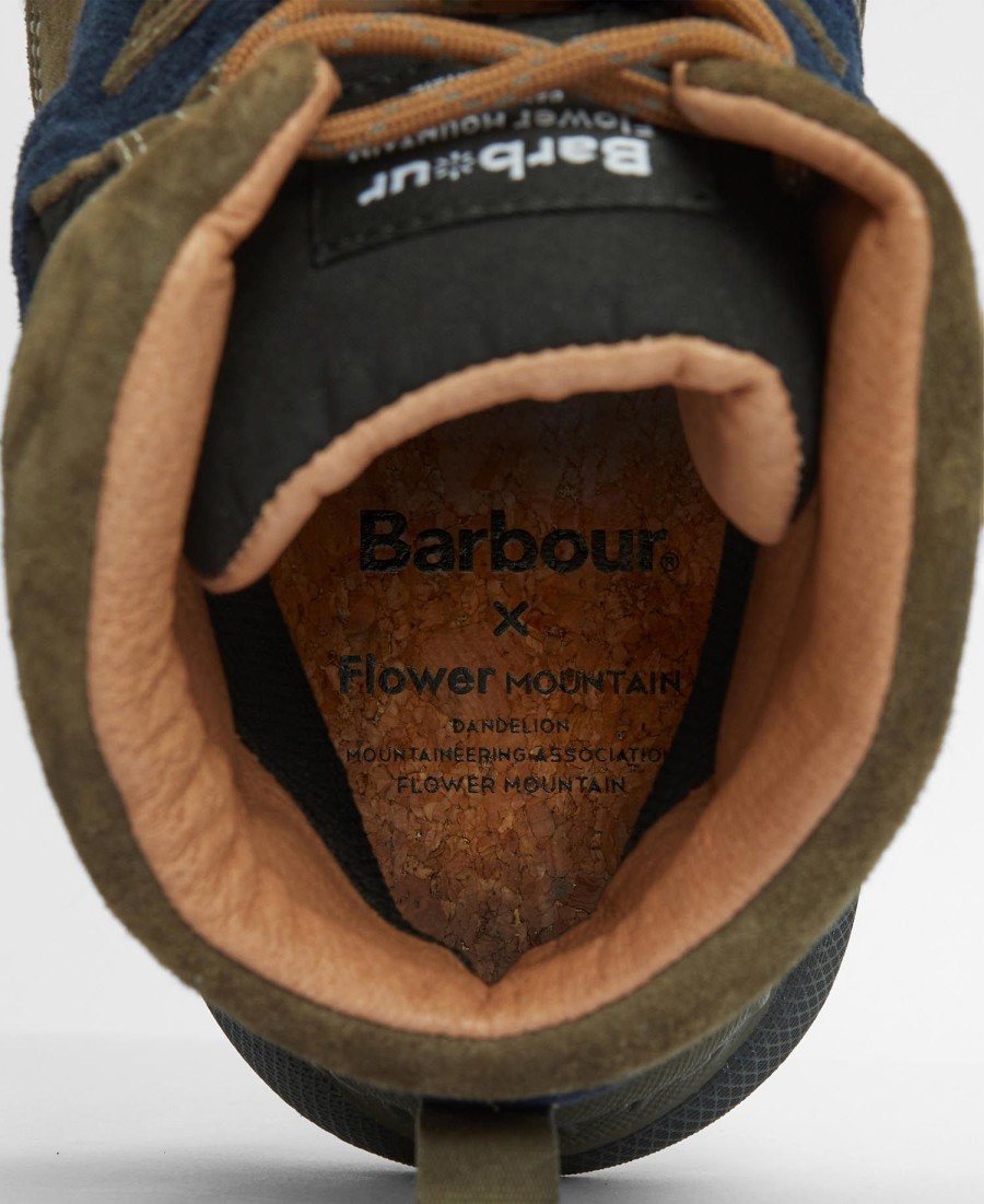 barbour x flower mountain back country uni mid sneakers