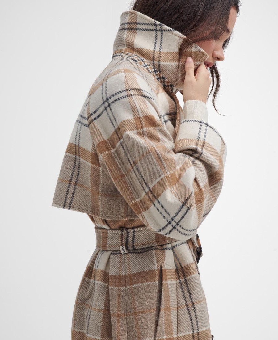 płaszcz przeciwdeszczowy claudette tartan wool