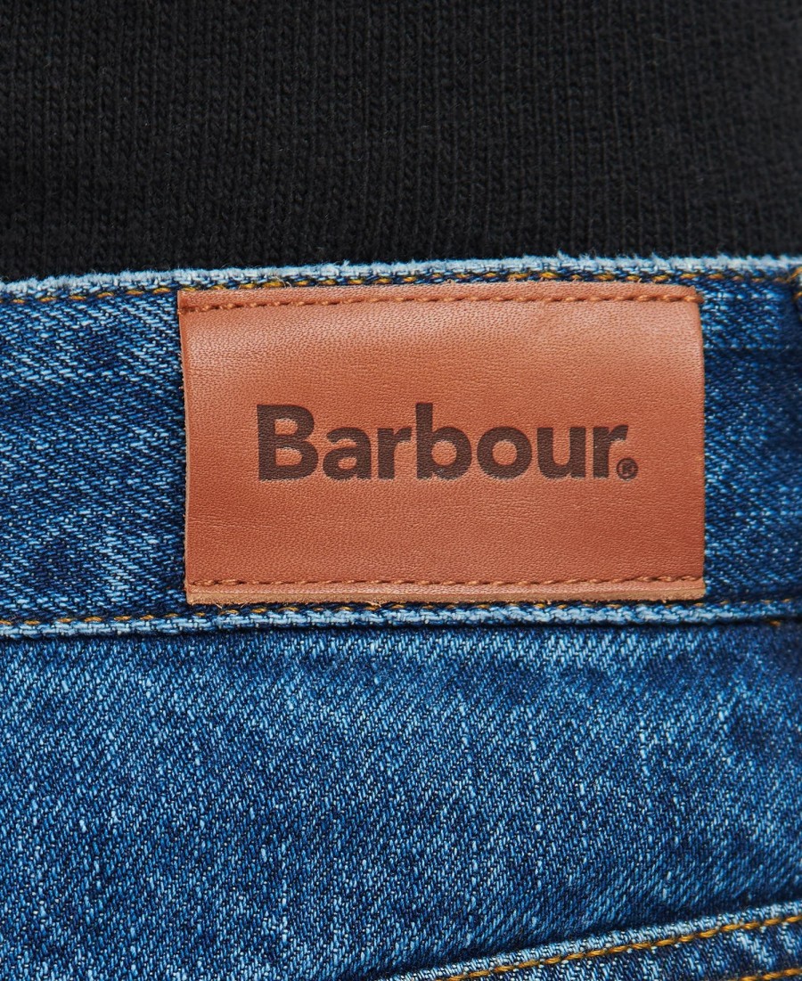 jeansy barbour burne o średnim stanie i prostych nogawkach