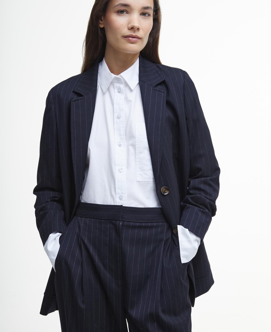 spodnie carrie pinstripe z szerokimi nogawkami