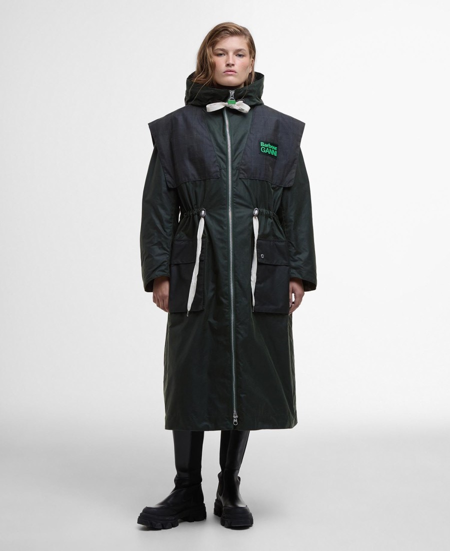 kurtka barbour x ganni wax parka