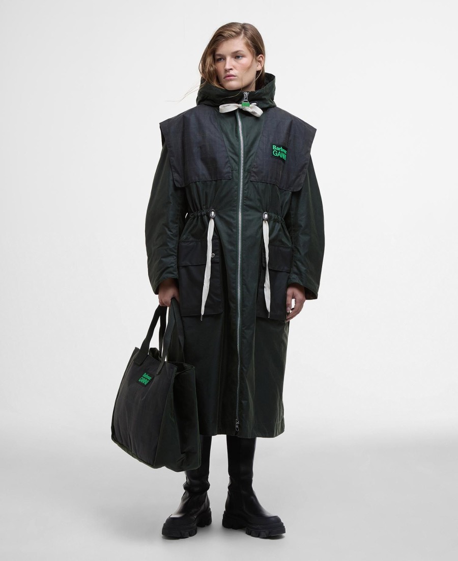 kurtka barbour x ganni wax parka