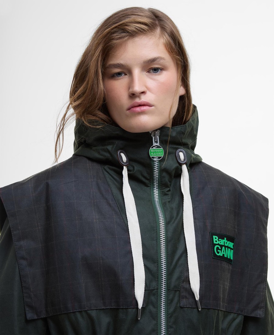 kurtka barbour x ganni wax parka