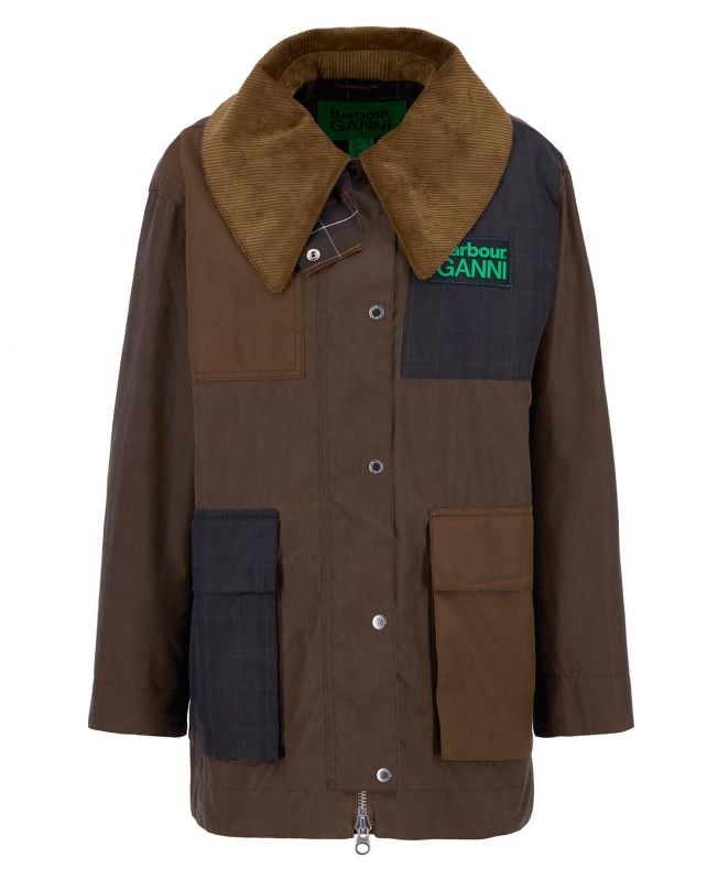 barbour x ganni woskowany płaszcz