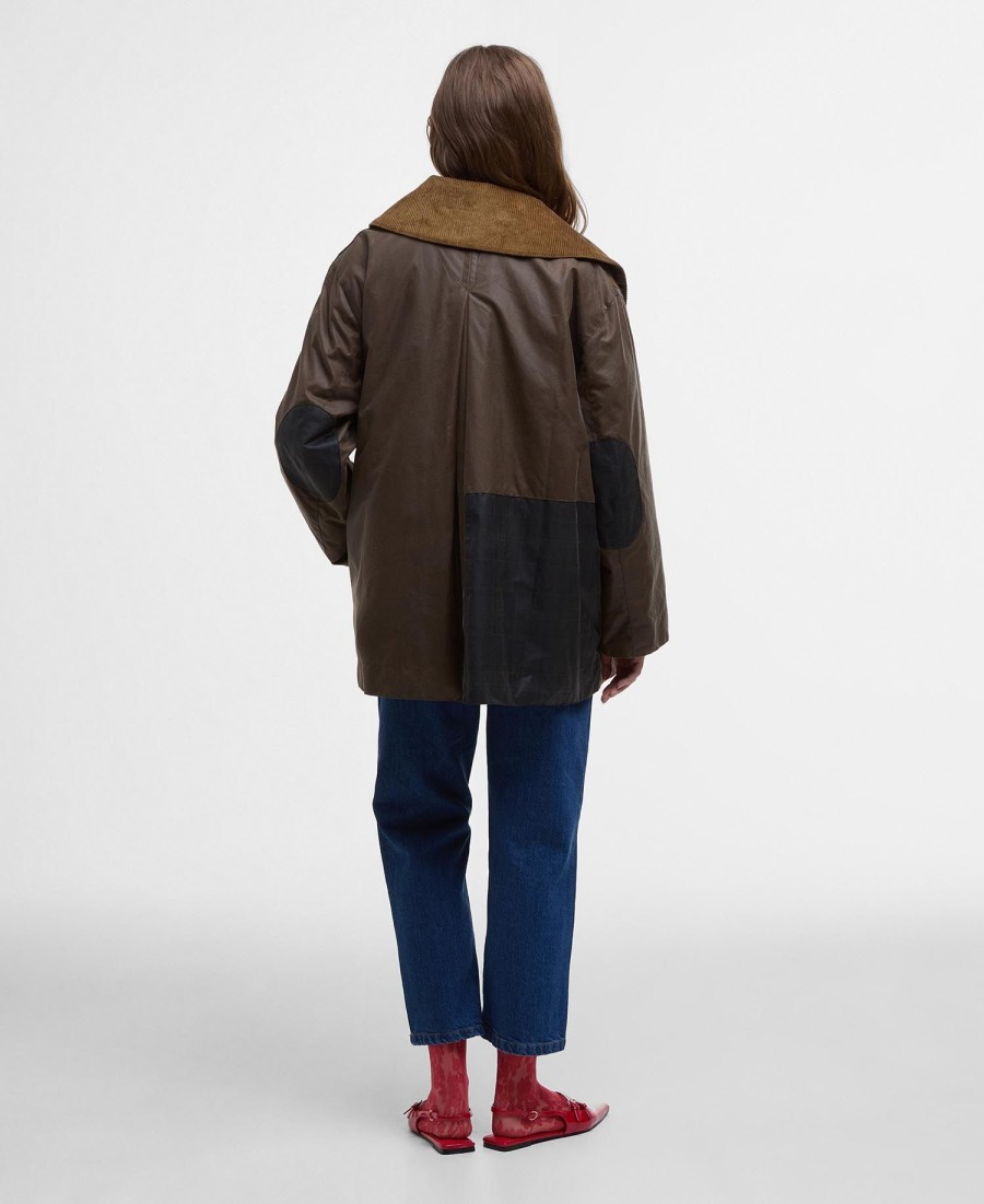 barbour x ganni woskowany płaszcz