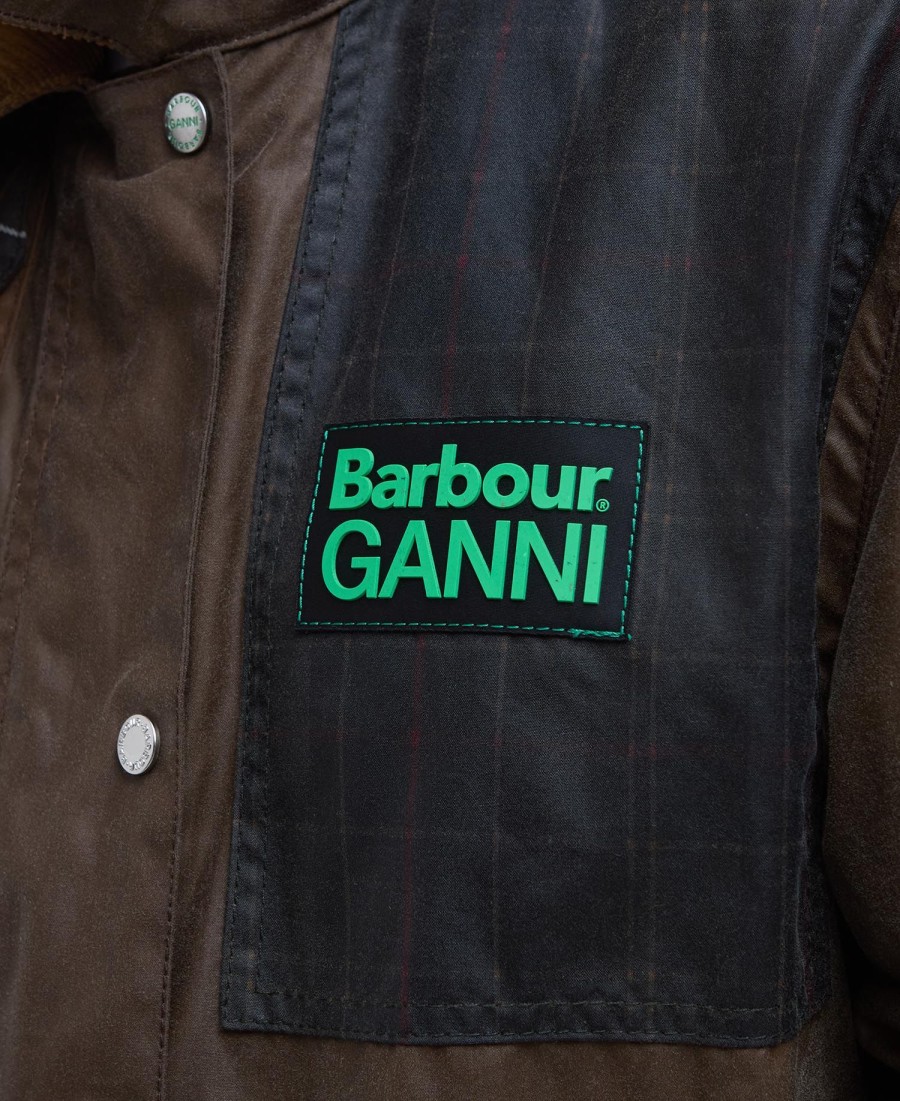 barbour x ganni woskowany płaszcz