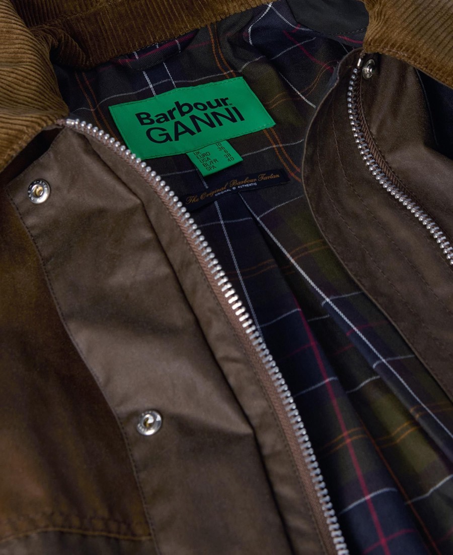 barbour x ganni woskowany płaszcz