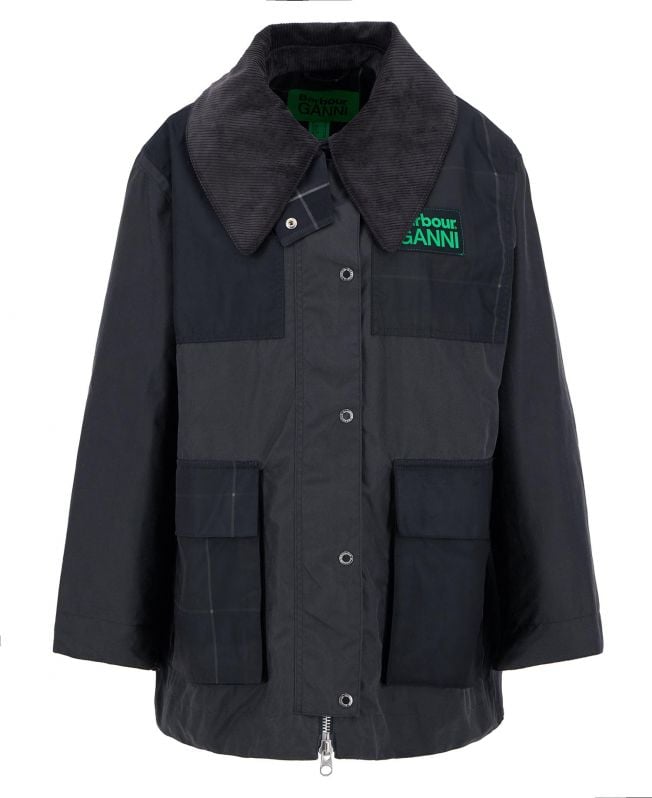 barbour x ganni woskowany płaszcz