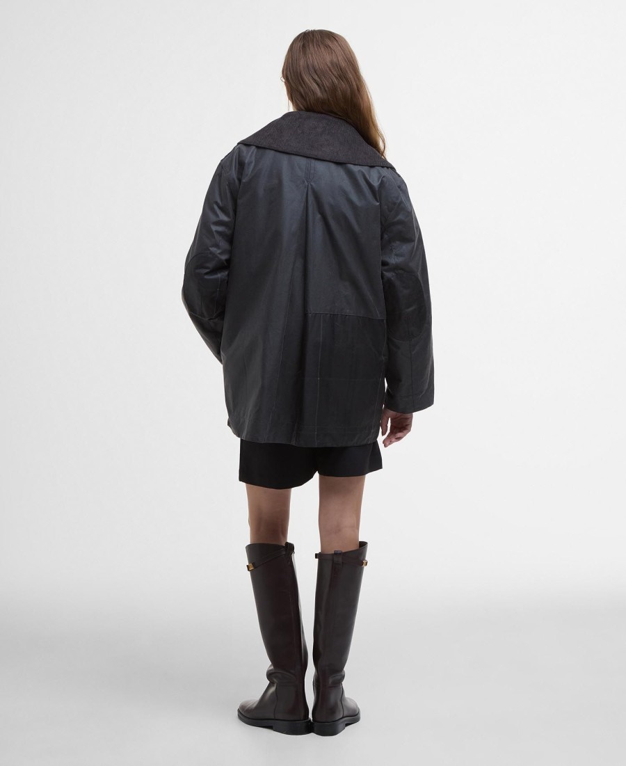 barbour x ganni woskowany płaszcz