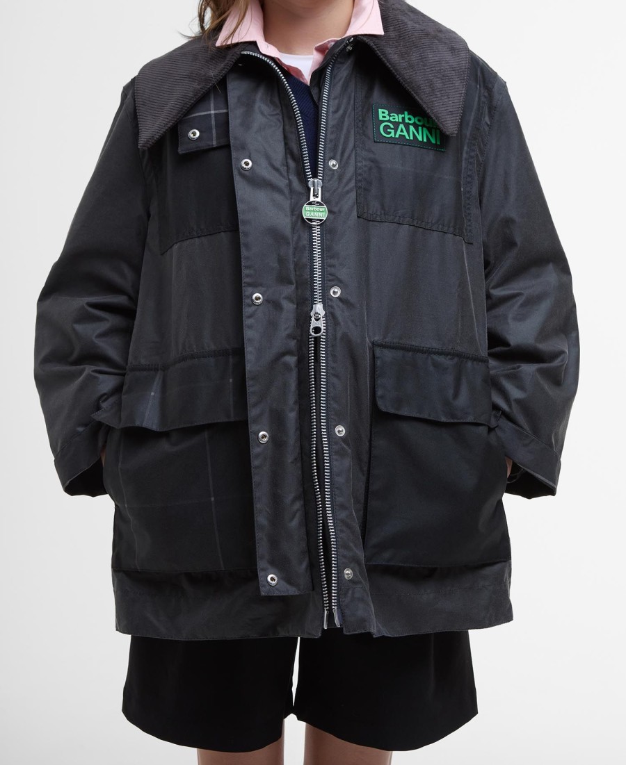 barbour x ganni woskowany płaszcz