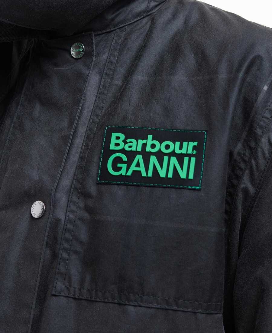 barbour x ganni woskowany płaszcz