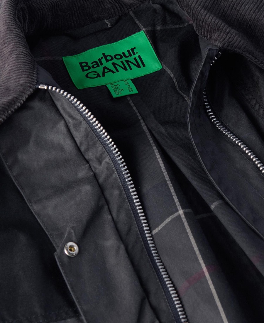 barbour x ganni woskowany płaszcz